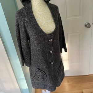 BCBG MaxAzria knee length knit coat with hood
